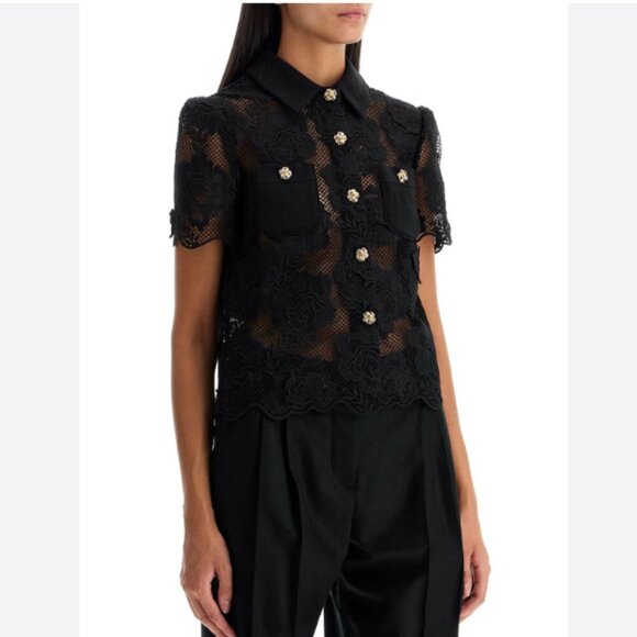 NWT SELF PORTRAIT lace top with buttons Size 6 - Picture 1 of 5